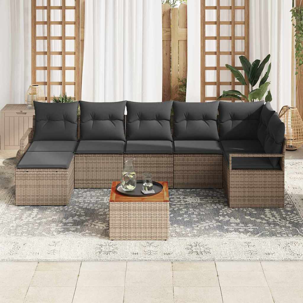 Tuinbankenset met kussen 8 pcs Grijs poly rattan is nu te koop bij PeponiXL, paradijselijk wonen!