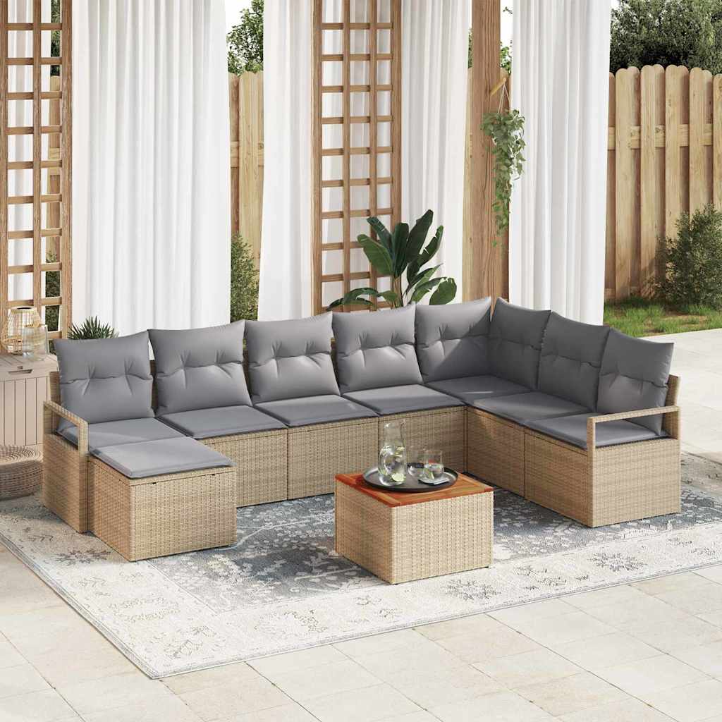 Tuinbankenset met kussen 8 pcs Beige poly rattan is nu te koop bij PeponiXL, paradijselijk wonen!