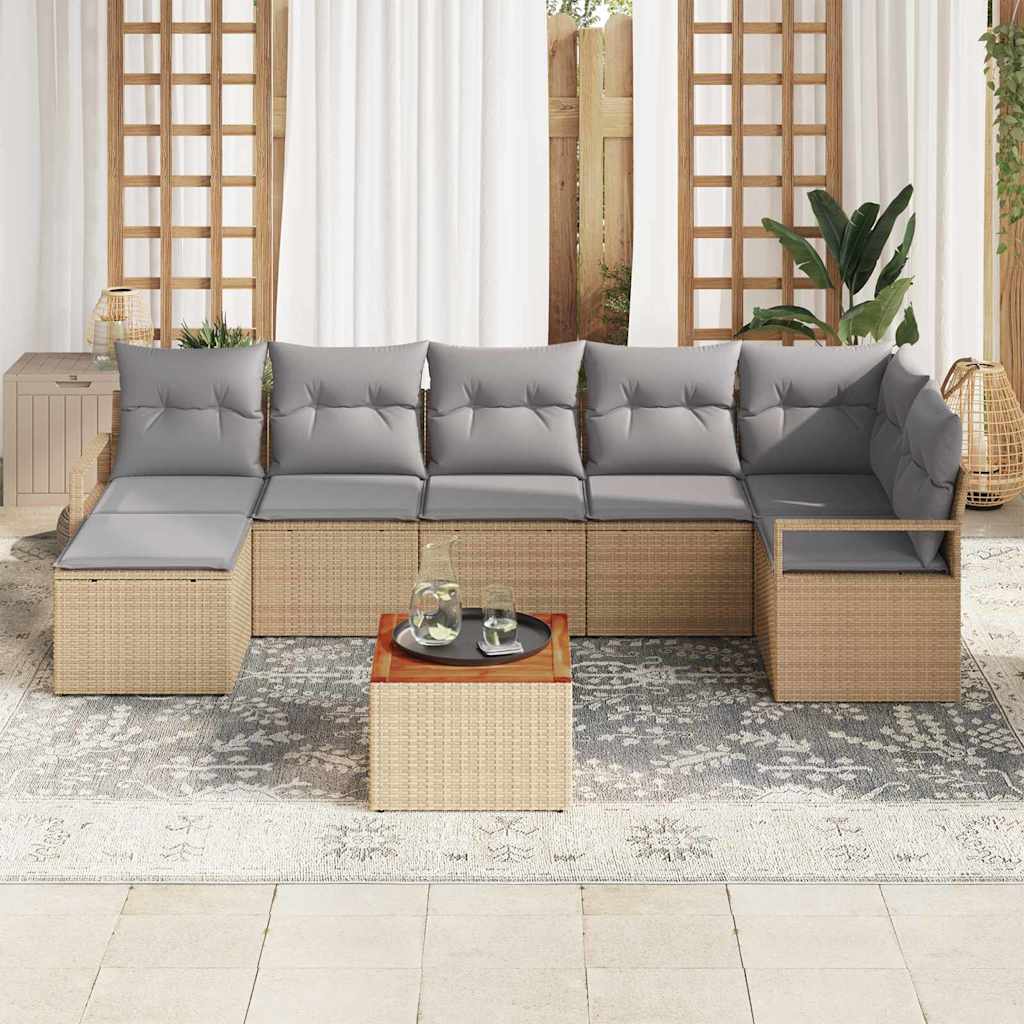 Tuinbankenset met kussen 8 pcs Beige poly rattan is nu te koop bij PeponiXL, paradijselijk wonen!