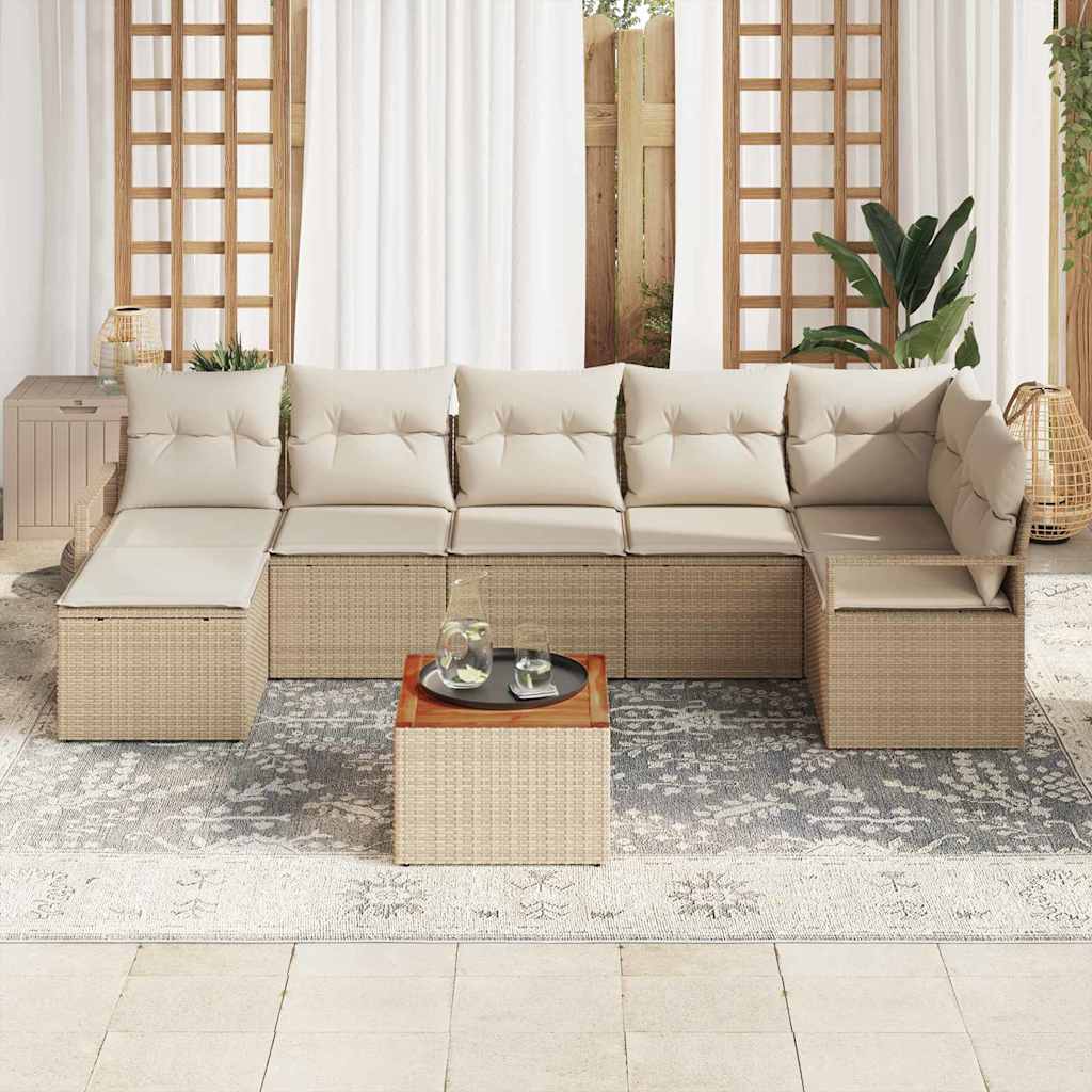 Tuinbankenset met kussen 8 pcs Beige poly rattan is nu te koop bij PeponiXL, paradijselijk wonen!