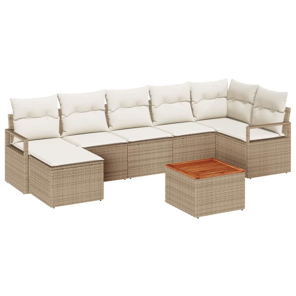 Tuinbankenset met kussen 8 pcs Beige poly rattan is nu te koop bij PeponiXL, paradijselijk wonen!