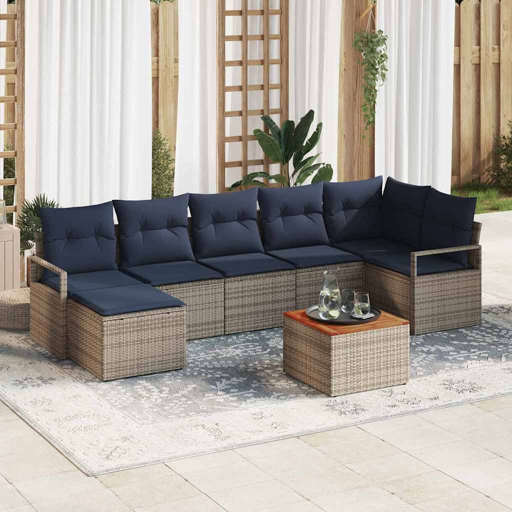 Tuinbankenset met kussen 8 pcs Grijs poly rattan is nu te koop bij PeponiXL, paradijselijk wonen!
