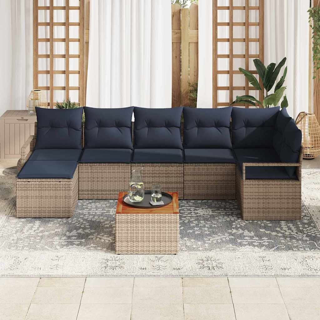 Tuinbankenset met kussen 8 pcs Grijs poly rattan is nu te koop bij PeponiXL, paradijselijk wonen!