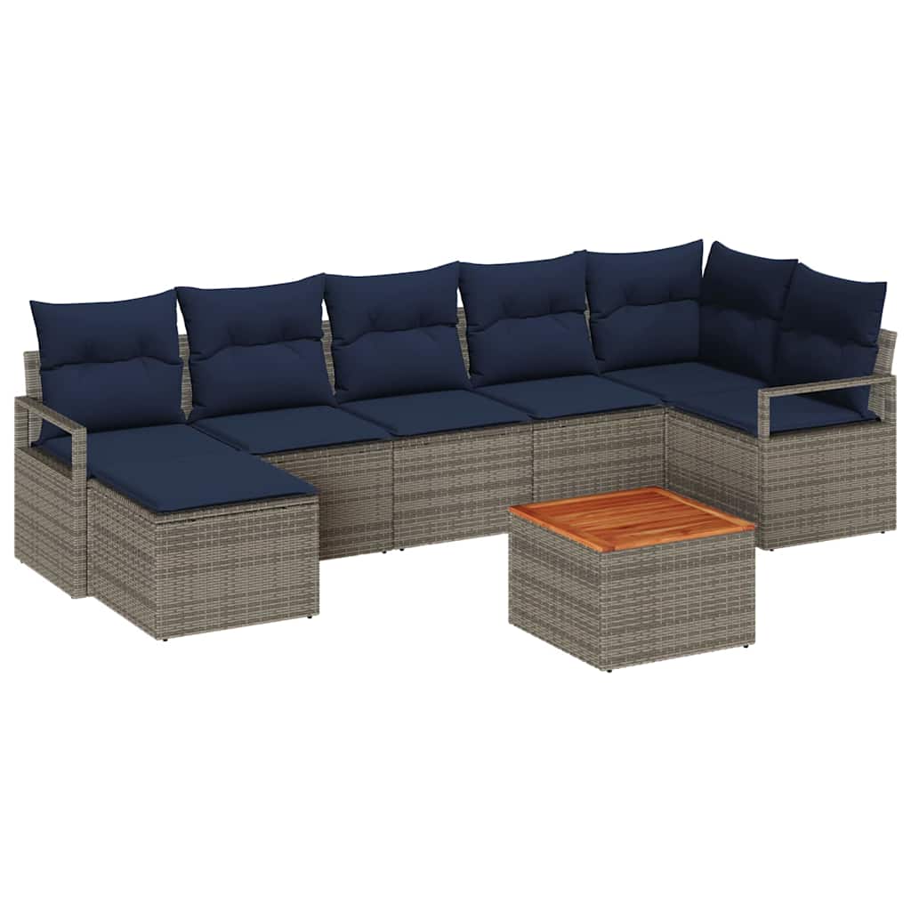 Tuinbankenset met kussen 8 pcs Grijs poly rattan is nu te koop bij PeponiXL, paradijselijk wonen!