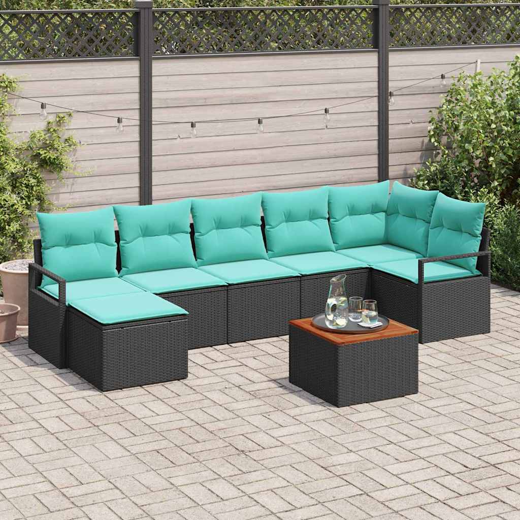 Tuinbankenset met kussen 8 pcs Zwart poly rattan is nu te koop bij PeponiXL, paradijselijk wonen!