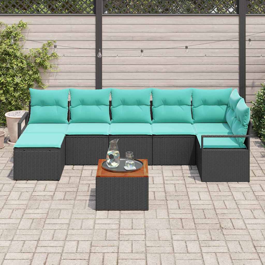Tuinbankenset met kussen 8 pcs Zwart poly rattan is nu te koop bij PeponiXL, paradijselijk wonen!