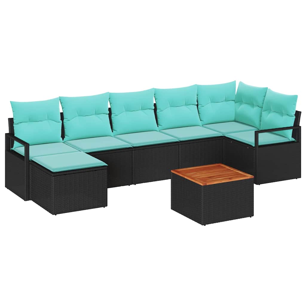 Tuinbankenset met kussen 8 pcs Zwart poly rattan is nu te koop bij PeponiXL, paradijselijk wonen!
