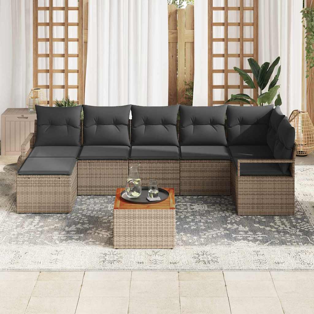 Tuinbankenset met kussen 9 pcs Grijs poly rattan is nu te koop bij PeponiXL, paradijselijk wonen!