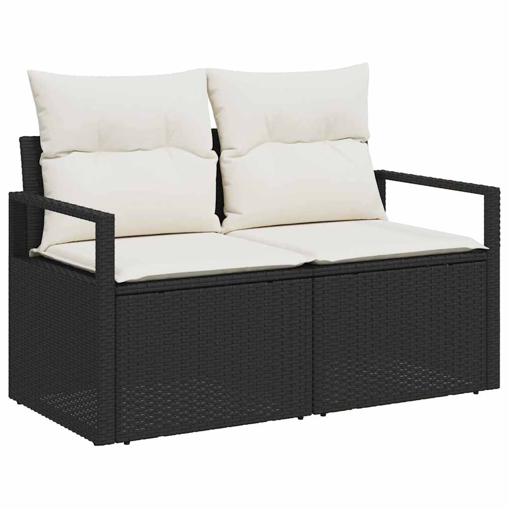 Tuinbankenset met kussen 10 pcs Zwart poly rattan is nu te koop bij PeponiXL, paradijselijk wonen!