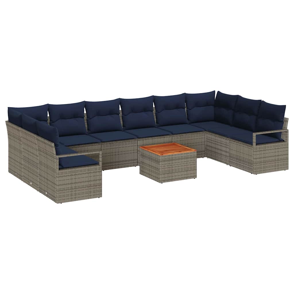 Tuinbankenset met kussen 11 pcs Grijs poly rattan is nu te koop bij PeponiXL, paradijselijk wonen!