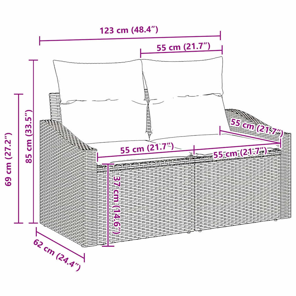 Tuinbankenset met kussen 5 pcs Grijs poly rattan is nu te koop bij PeponiXL, paradijselijk wonen!