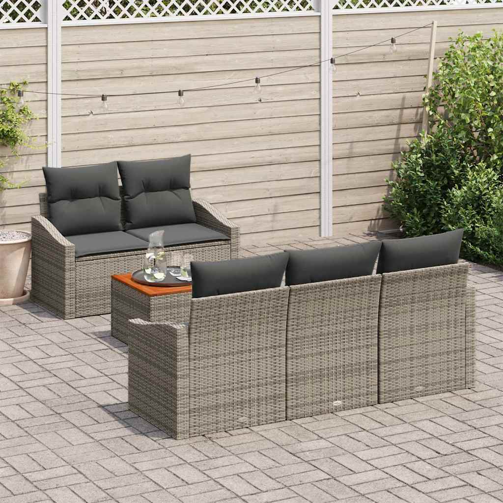 Tuinbankenset met kussen 6 pcs Grijs poly rattan is nu te koop bij PeponiXL, paradijselijk wonen!