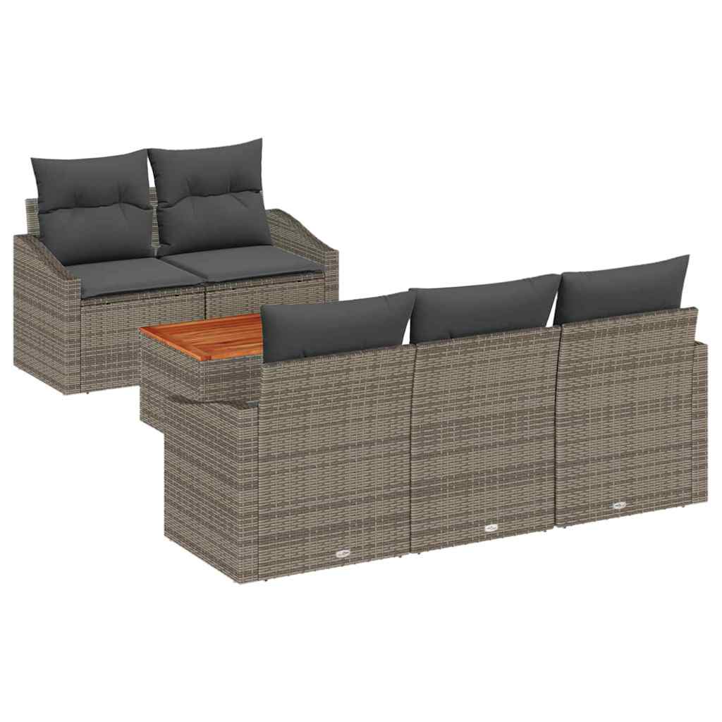 Tuinbankenset met kussen 6 pcs Grijs poly rattan is nu te koop bij PeponiXL, paradijselijk wonen!
