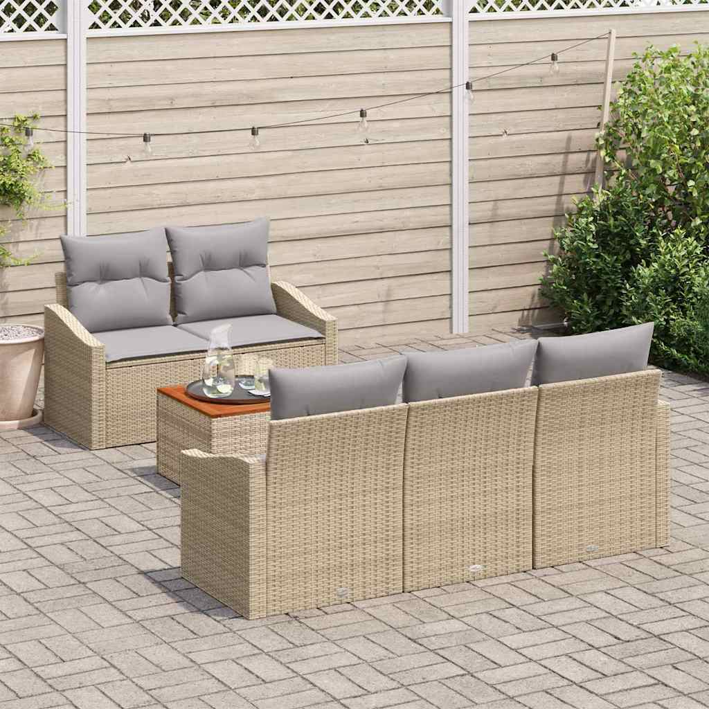 Tuinbankenset met kussen 6 pcs Beige poly rattan is nu te koop bij PeponiXL, paradijselijk wonen!