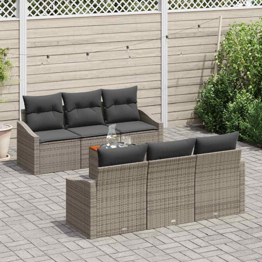 Tuinbankenset met kussen 7 pcs Grijs poly rattan is nu te koop bij PeponiXL, paradijselijk wonen!