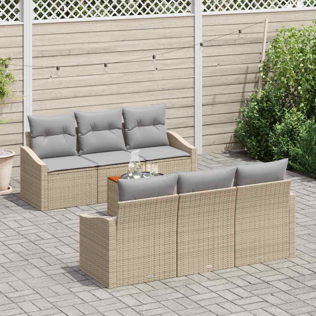Tuinbankenset met kussen 7 pcs Beige poly rattan is nu te koop bij PeponiXL, paradijselijk wonen!