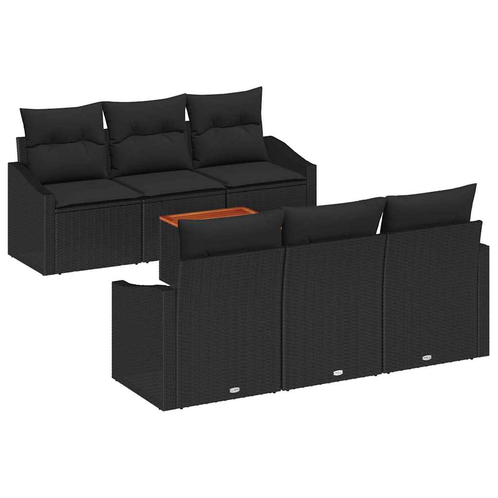 Tuinbankenset met kussen 7 pcs Zwart poly rattan is nu te koop bij PeponiXL, paradijselijk wonen!