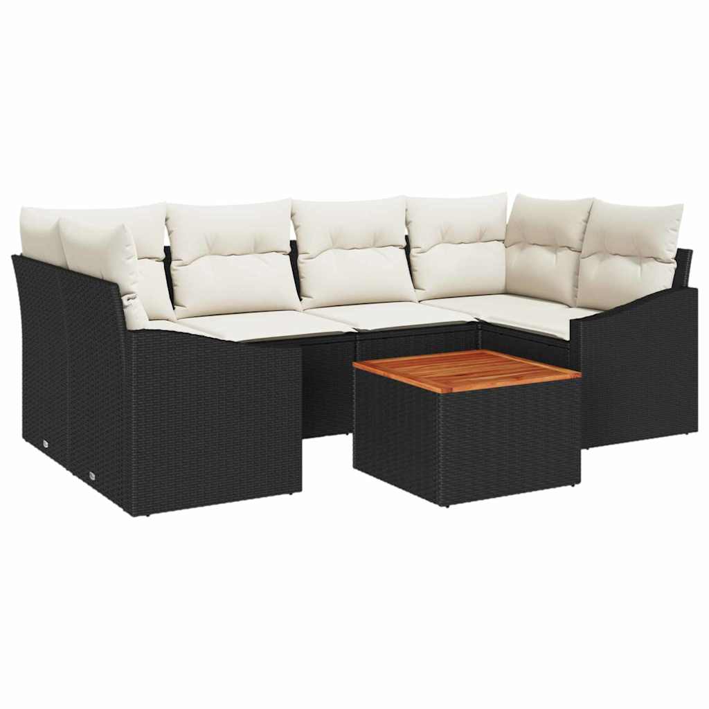 Tuinbankenset met kussen 7 pcs Zwart poly rattan is nu te koop bij PeponiXL, paradijselijk wonen!