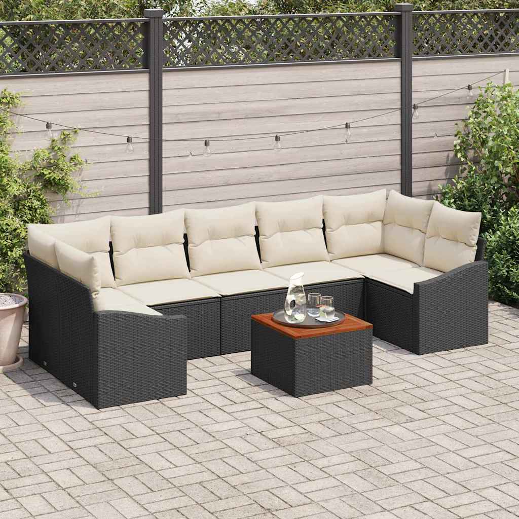 Tuinbankenset met kussen 8 pcs Zwart poly rattan is nu te koop bij PeponiXL, paradijselijk wonen!