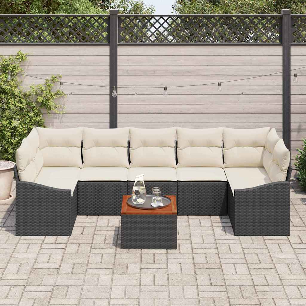 Tuinbankenset met kussen 8 pcs Zwart poly rattan is nu te koop bij PeponiXL, paradijselijk wonen!