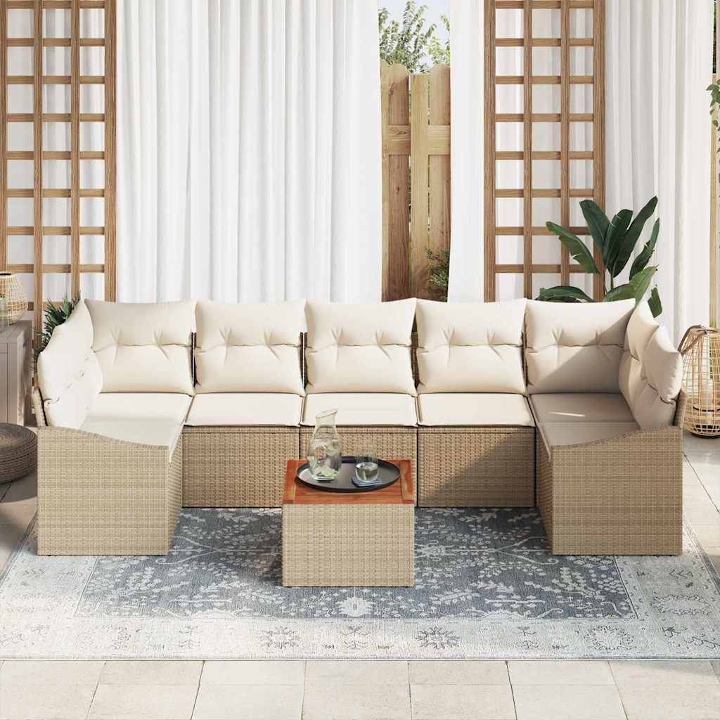 Tuinbankenset met kussen 8 pcs Beige poly rattan is nu te koop bij PeponiXL, paradijselijk wonen!
