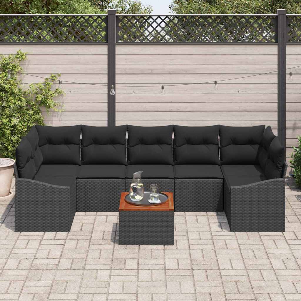 Tuinbankenset met kussen 8 pcs Zwart poly rattan is nu te koop bij PeponiXL, paradijselijk wonen!