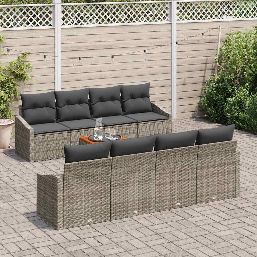 Tuinbankenset met kussen 9 pcs Grijs poly rattan is nu te koop bij PeponiXL, paradijselijk wonen!