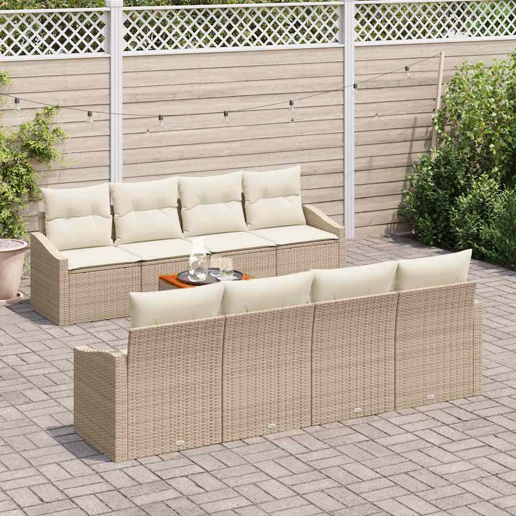 Tuinbankenset met kussen 9 pcs Beige poly rattan is nu te koop bij PeponiXL, paradijselijk wonen!
