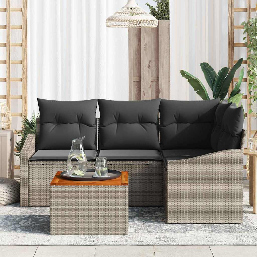 Tuinbankenset met kussen 5 pcs Grijs poly rattan is nu te koop bij PeponiXL, paradijselijk wonen!