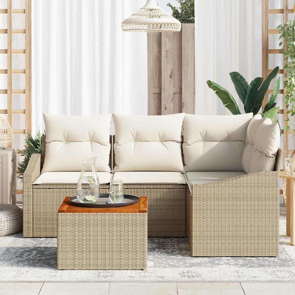 Tuinbankenset met kussen 5 pcs Beige poly rattan is nu te koop bij PeponiXL, paradijselijk wonen!