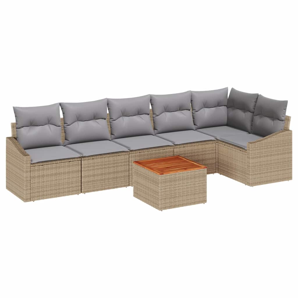 Tuinbankenset met kussen 7 pcs Beige poly rattan is nu te koop bij PeponiXL, paradijselijk wonen!