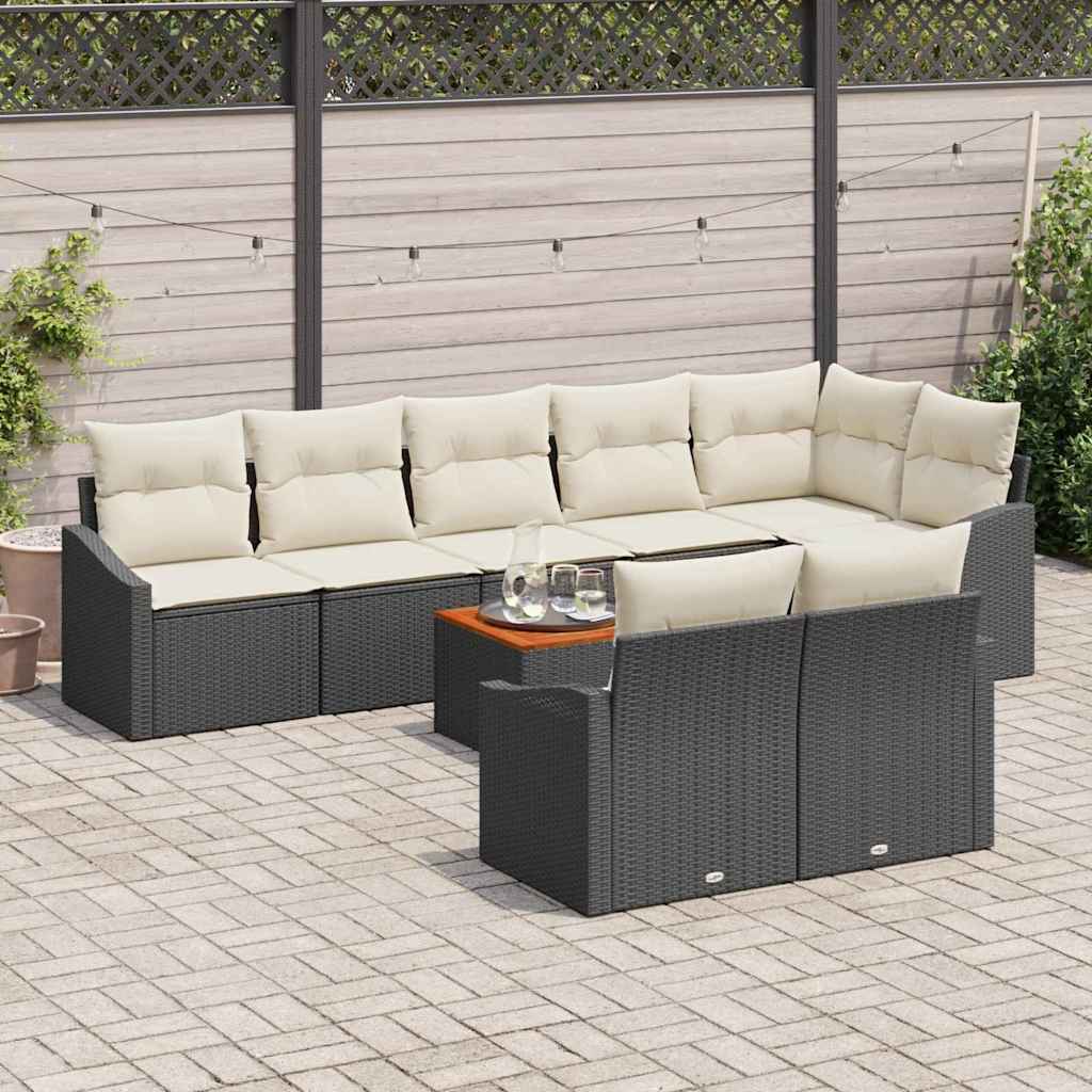 Tuinbankenset met kussen 9 pcs Zwart poly rattan is nu te koop bij PeponiXL, paradijselijk wonen!