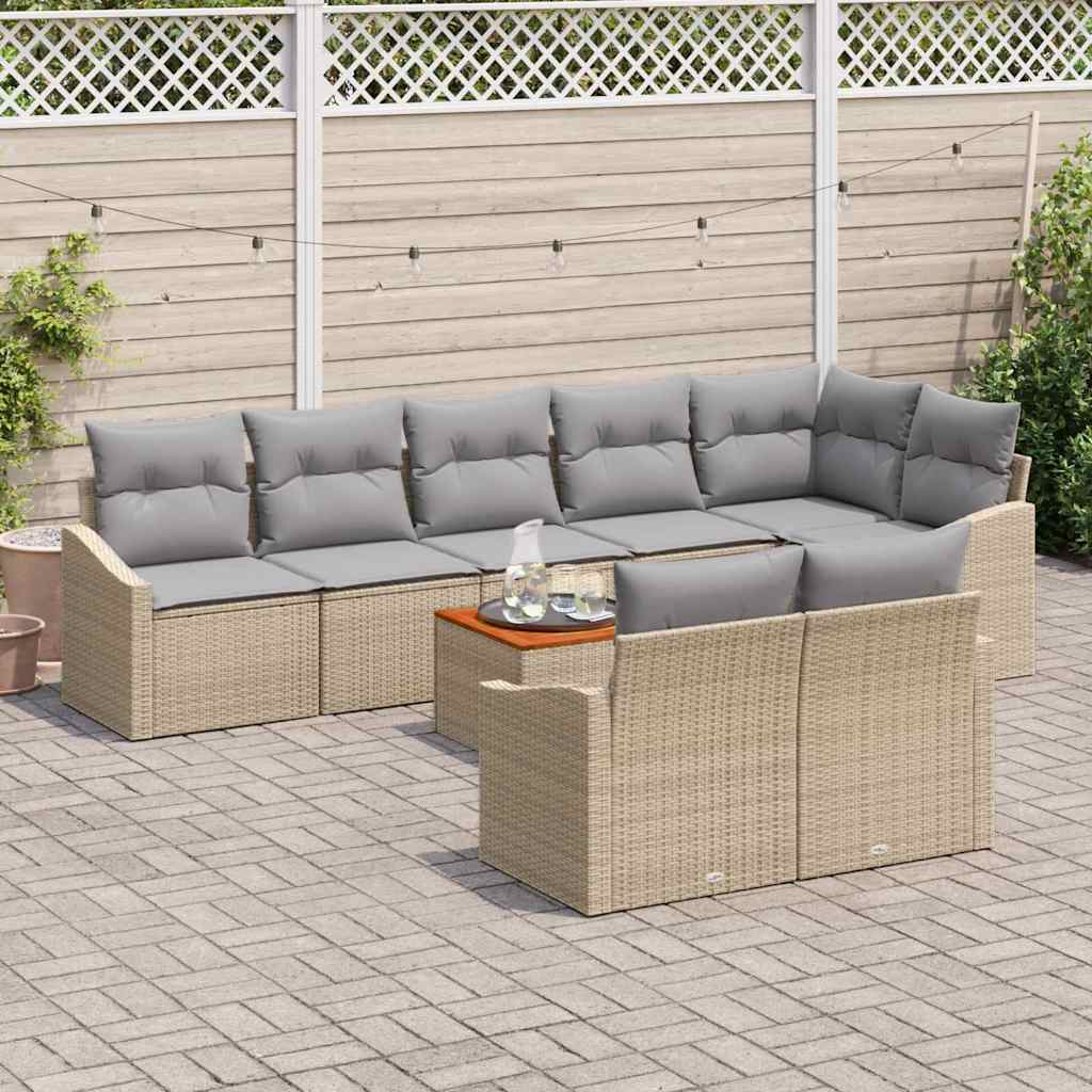 Tuinbankenset met kussen 9 pcs Beige poly rattan is nu te koop bij PeponiXL, paradijselijk wonen!