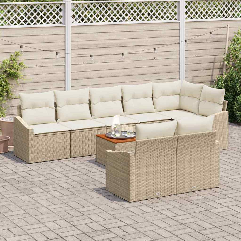 Tuinbankenset met kussen 9 pcs Beige poly rattan is nu te koop bij PeponiXL, paradijselijk wonen!