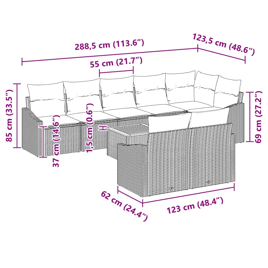 Tuinbankenset met kussen 9 pcs Zwart poly rattan is nu te koop bij PeponiXL, paradijselijk wonen!