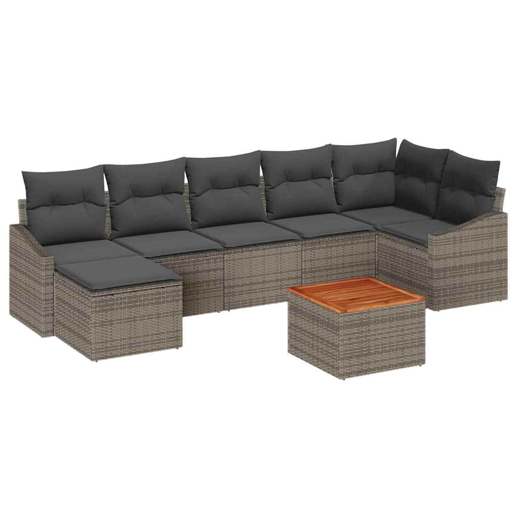 Tuinbankenset met kussen 8 pcs Grijs poly rattan is nu te koop bij PeponiXL, paradijselijk wonen!