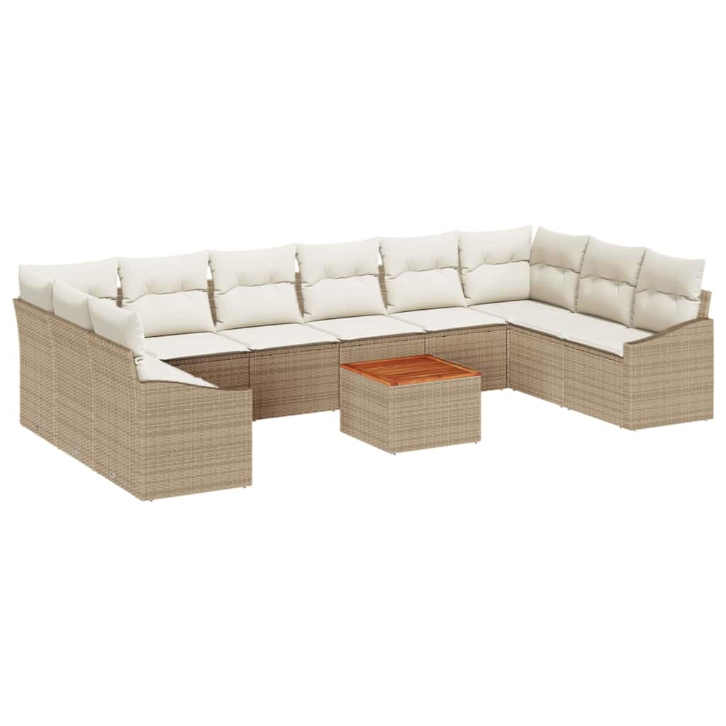 Tuinbankenset met kussen 11 pcs Beige poly rattan is nu te koop bij PeponiXL, paradijselijk wonen!