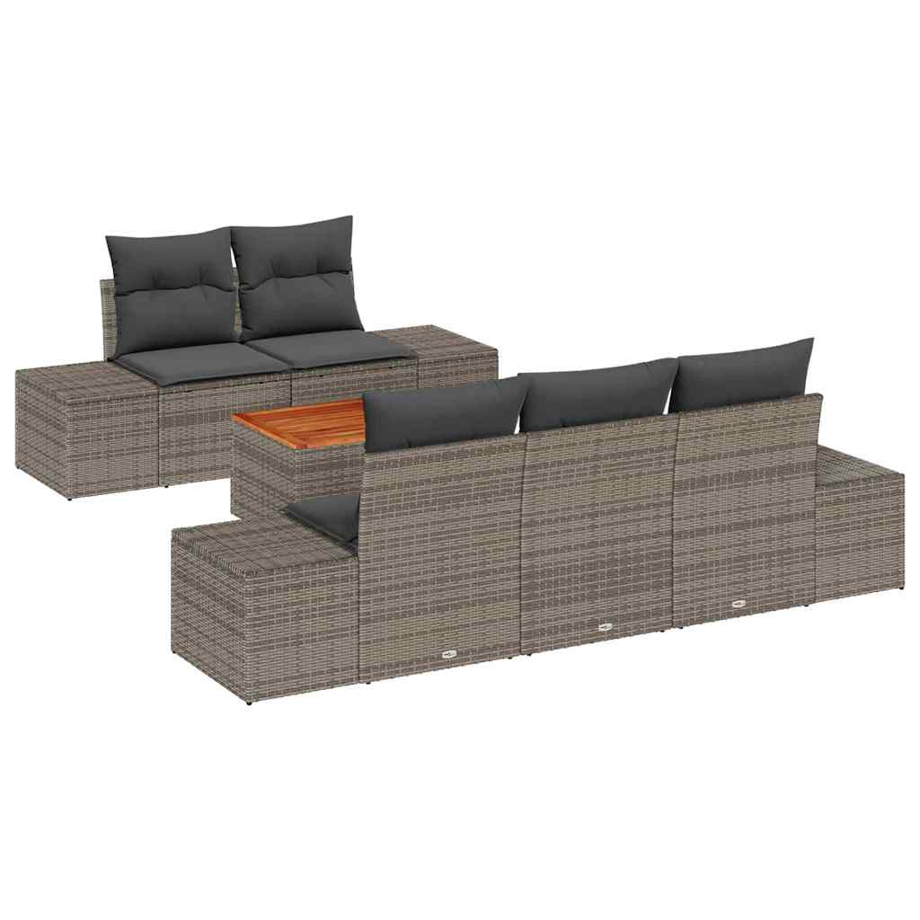 Tuinbankenset met kussen 6 pcs Grijs poly rattan is nu te koop bij PeponiXL, paradijselijk wonen!