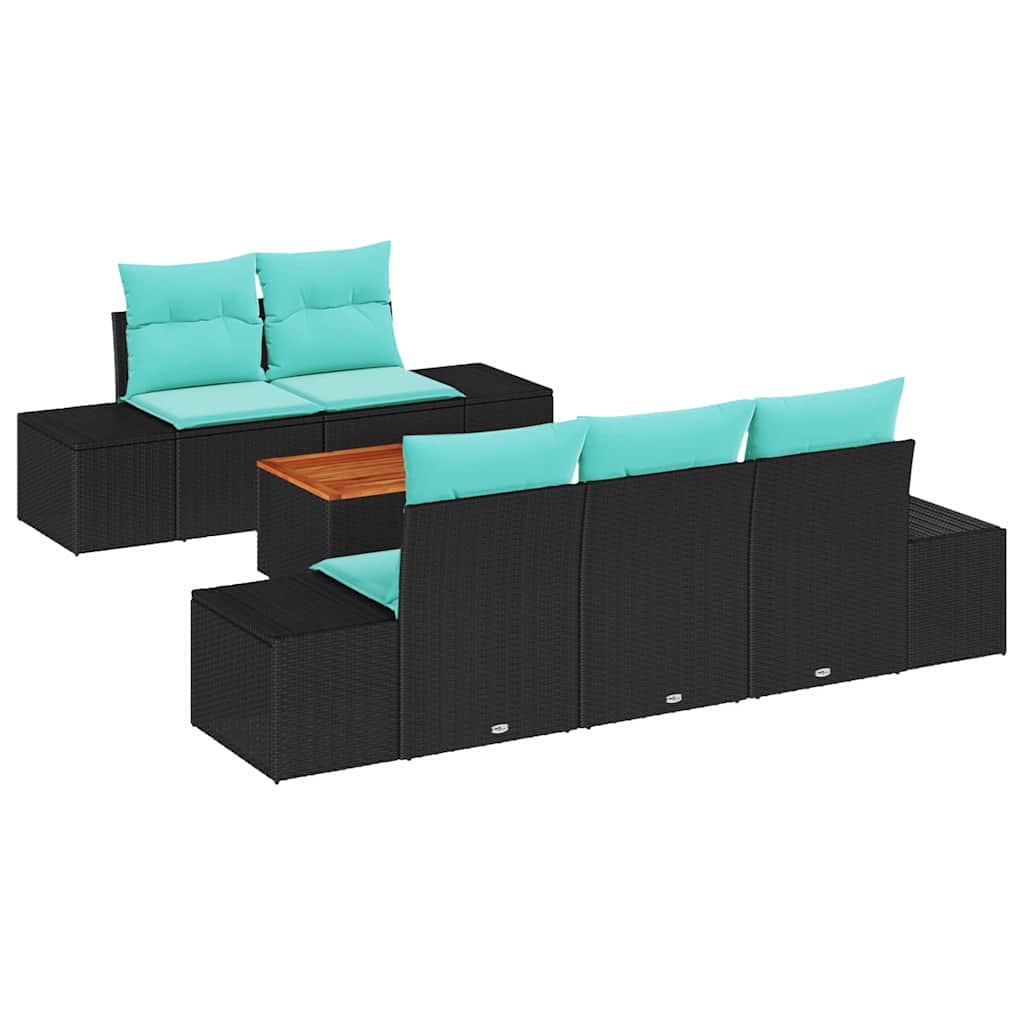 Tuinbankenset 6 st Zwart poly rattan