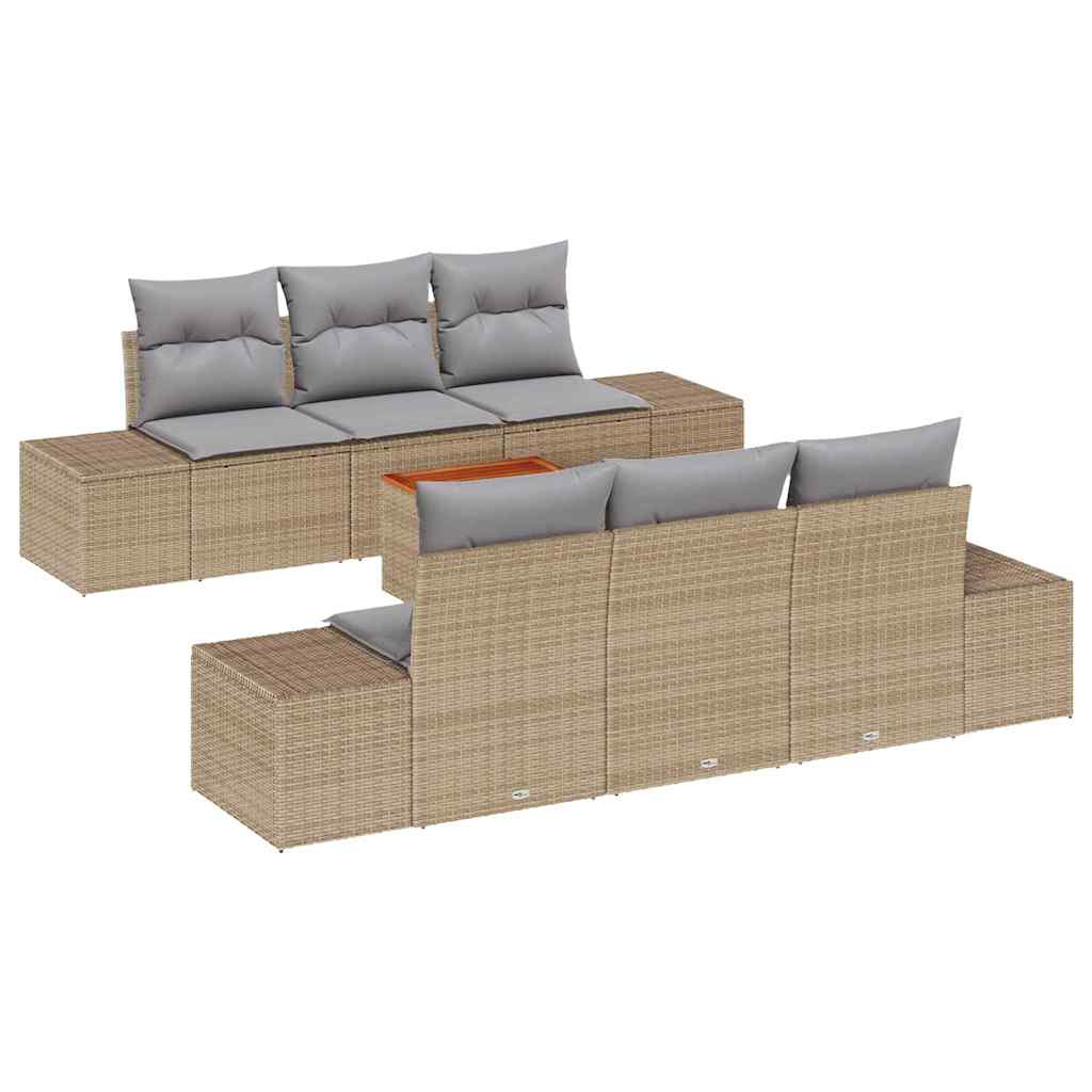 Tuinbankenset met kussen 7 pcs Beige poly rattan is nu te koop bij PeponiXL, paradijselijk wonen!
