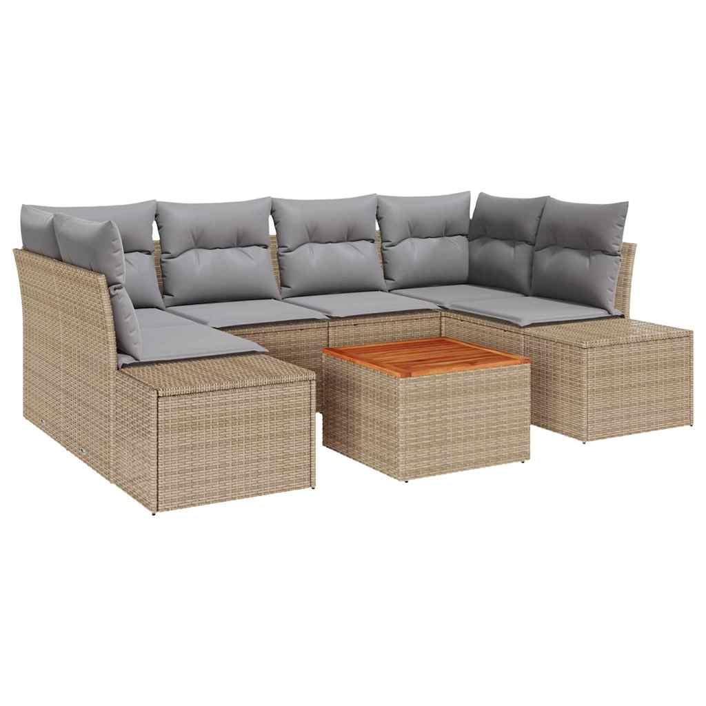 Tuinbankenset met kussen 7 pcs Beige poly rattan is nu te koop bij PeponiXL, paradijselijk wonen!