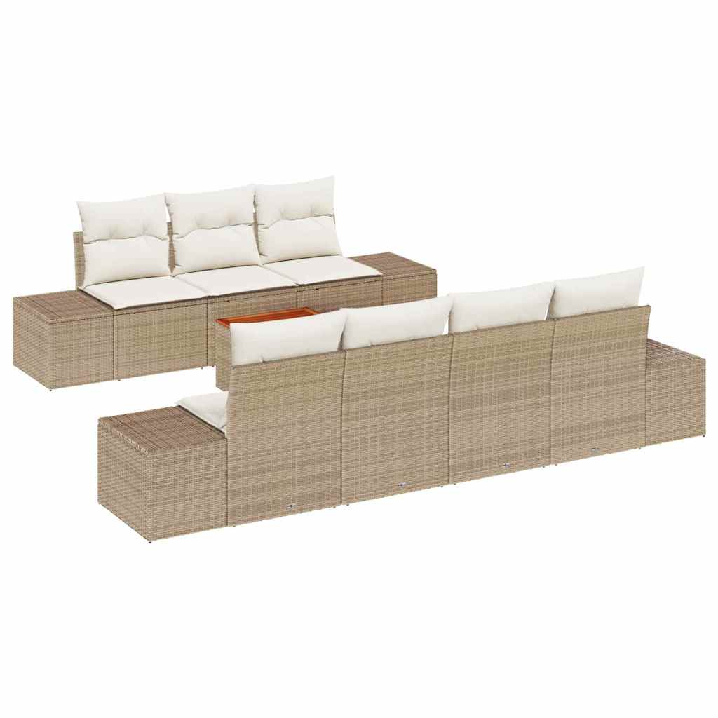 Tuinbankenset met kussen 8 pcs Beige poly rattan is nu te koop bij PeponiXL, paradijselijk wonen!