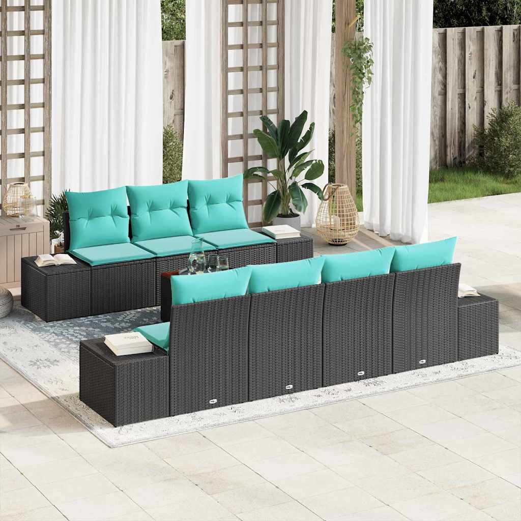 Tuinbankenset 8 st Zwart poly rattan