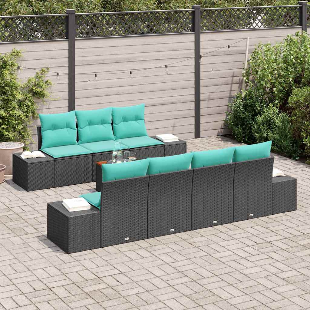 Tuinbankenset 8 st Zwart poly rattan