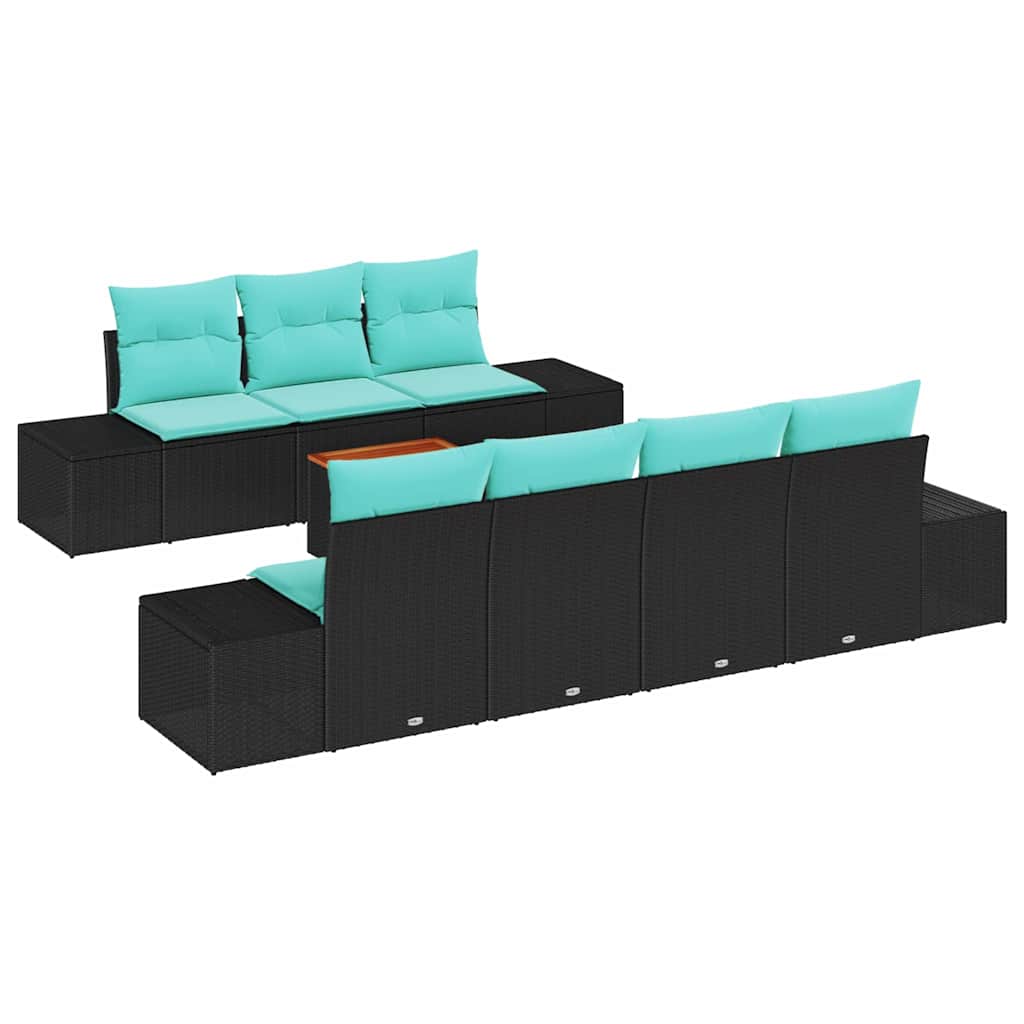 Tuinbankenset 8 st Zwart poly rattan