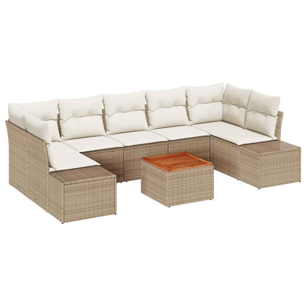 Tuinbankenset met kussen 8 pcs Beige poly rattan is nu te koop bij PeponiXL, paradijselijk wonen!