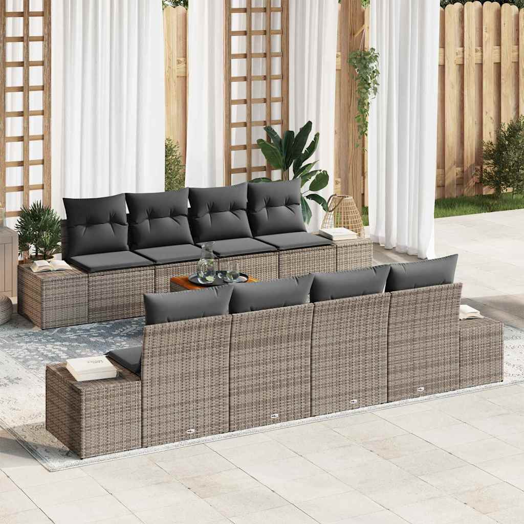 Tuinbankenset met kussen 9 pcs Grijs poly rattan is nu te koop bij PeponiXL, paradijselijk wonen!