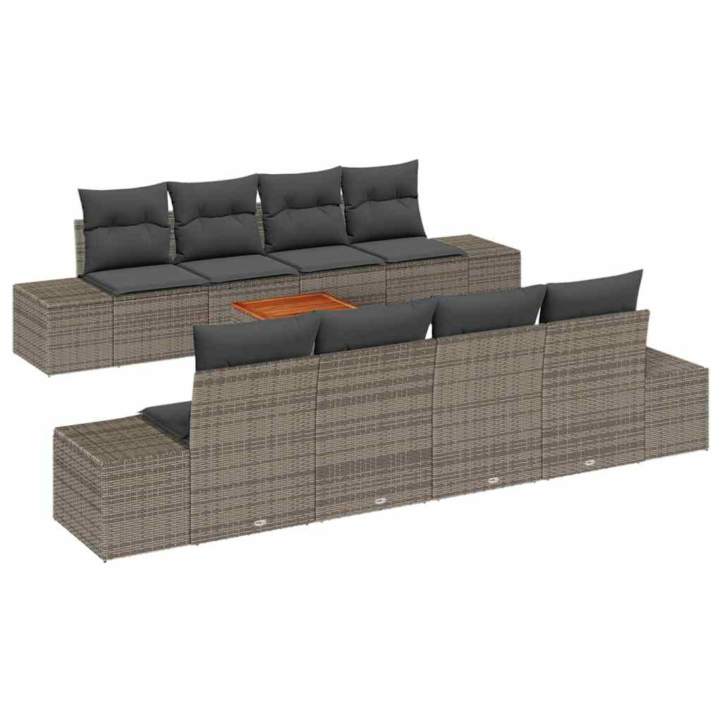 Tuinbankenset met kussen 9 pcs Grijs poly rattan is nu te koop bij PeponiXL, paradijselijk wonen!