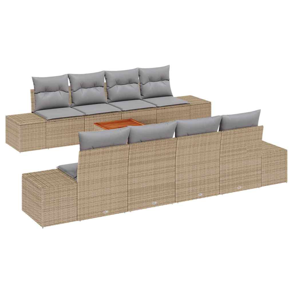 Tuinbankenset met kussen 9 pcs Beige poly rattan is nu te koop bij PeponiXL, paradijselijk wonen!