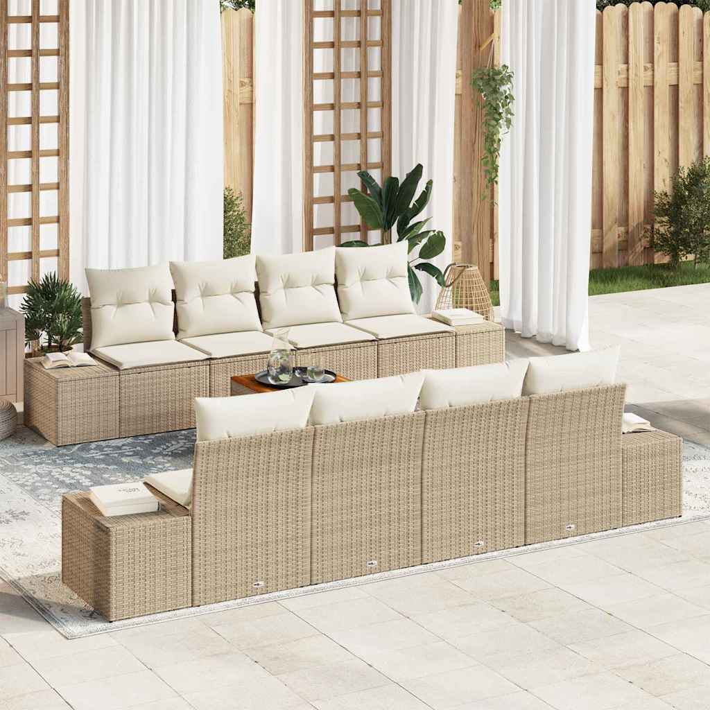 Tuinbankenset met kussen 9 pcs Beige poly rattan is nu te koop bij PeponiXL, paradijselijk wonen!